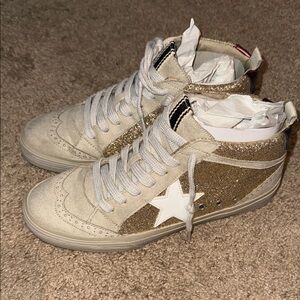 ShuShop Gold and White Glitter Sneakers